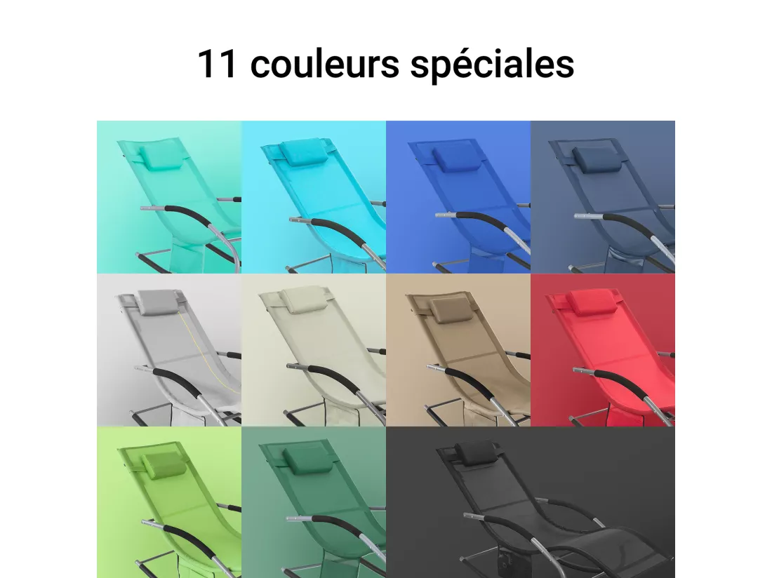 SoBuy OGS28-Sch Fauteuil à Bascule en Métal Chaise Longue Transat de Jardin Transat de Relaxation Bain de Soleil Rocking Chair - Repose-Pieds Intégré - Noir