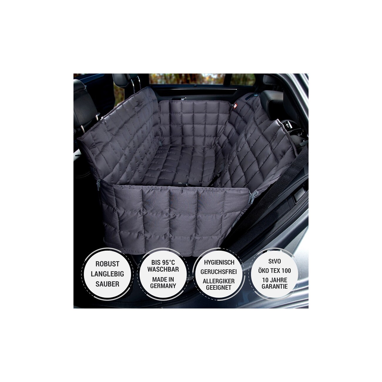 Doctor Bark Autoschondecke Rückbank 3-Sitz grau M