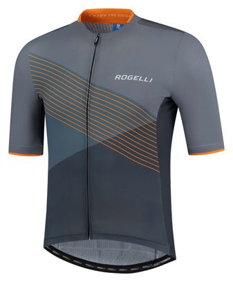 Maillot Manches Courtes Velo Rogelli Spike - Homme - Gris/Orange
