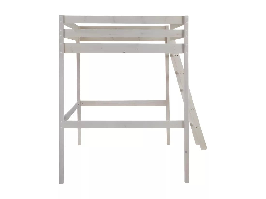 Lit mezzanine GEDEON II - 140 x 190 cm - Pin massif - Blanchi