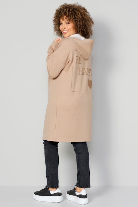 Sweatjacke, offene Form, Rücken-Schriftzug, Kapuze