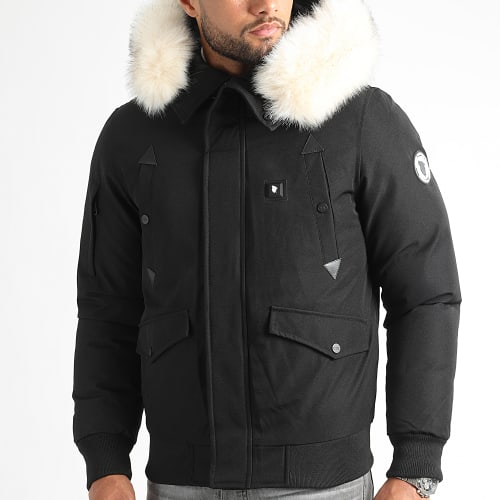Parka Fourrure Chauffante Slim Fit Chicago Noir Beige