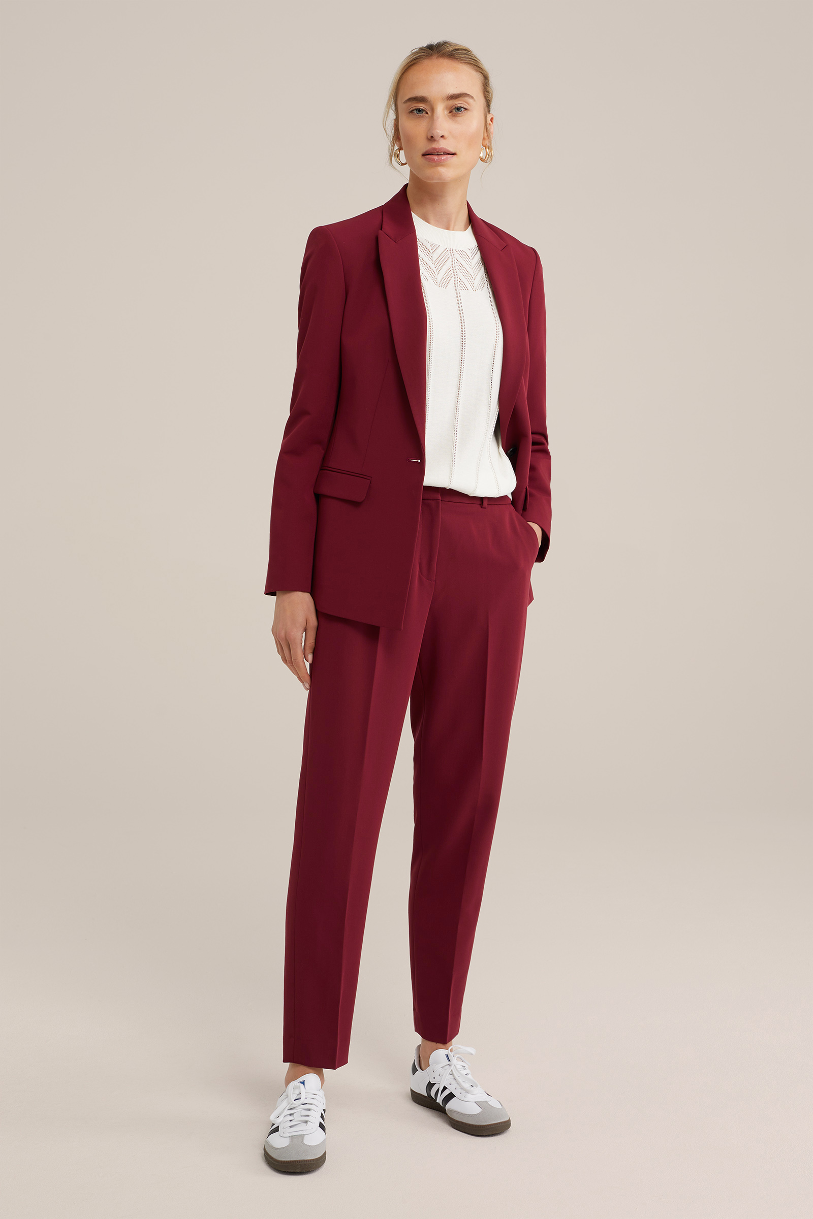 slim fit pantalon WE Fashion Donkerrood