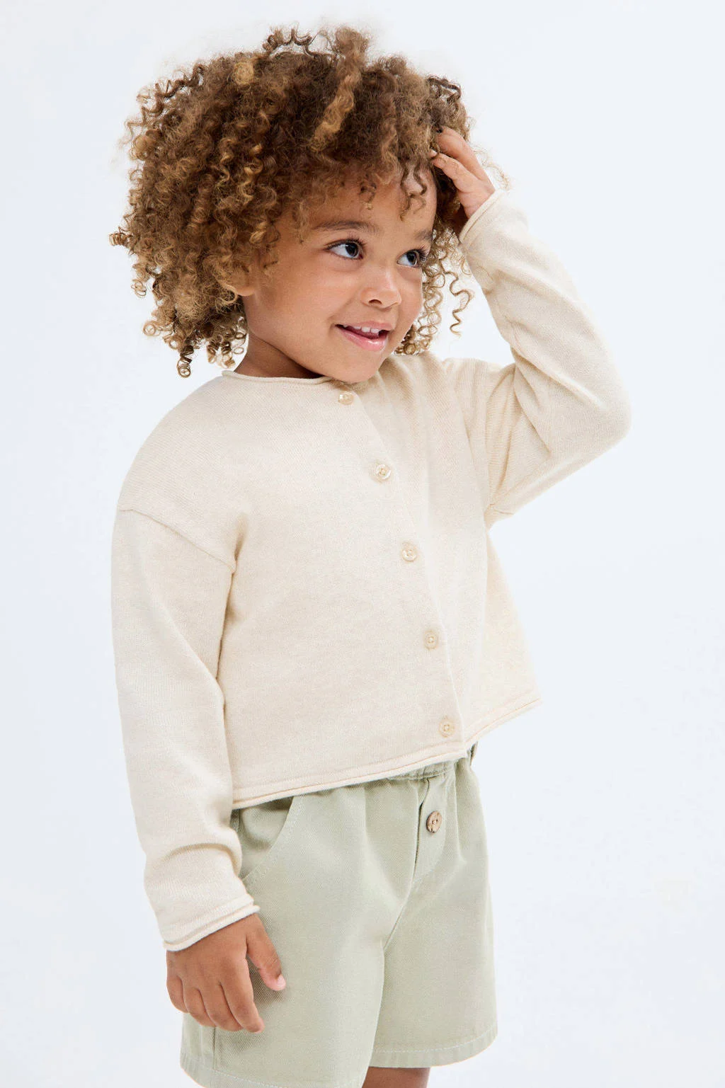 Mango Kids vest ecru fijn gebreid
