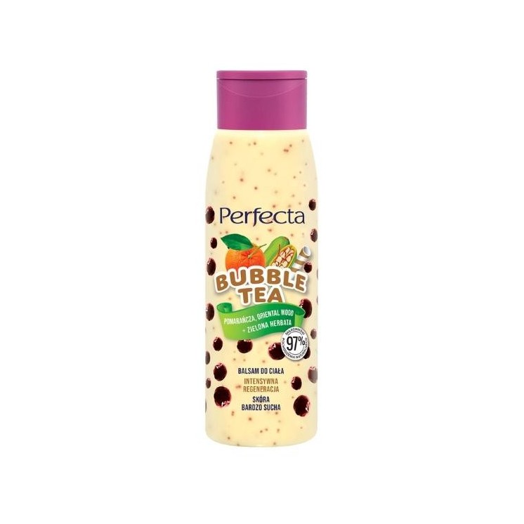 Perfecta Bubble Tea intensief regenererende Bodylotion Sinaasappel, Oosters Wood + Groene Thee 400 ml