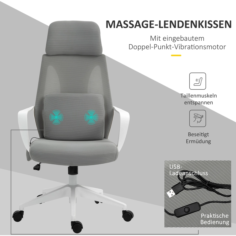 Vinsetto Bürostuhl mit Massagefunktion grau