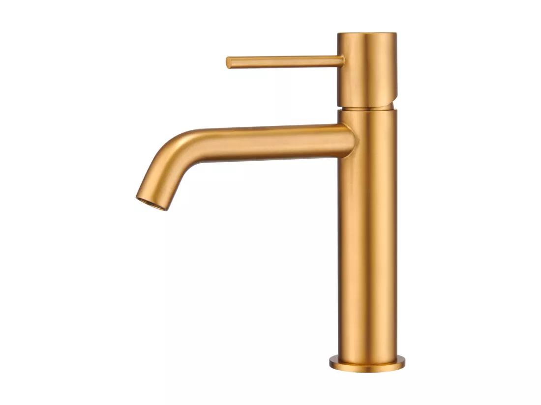 Robinet Mitigeur de Lavabo anti-calcaire Bec Bas Or Brossé IMEX MONZA BDM039-1OC
