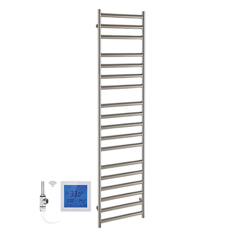 SSI Design Athena elektrische radiator met witte digitale thermostaat RVS gepolijst 140x60cm 600W