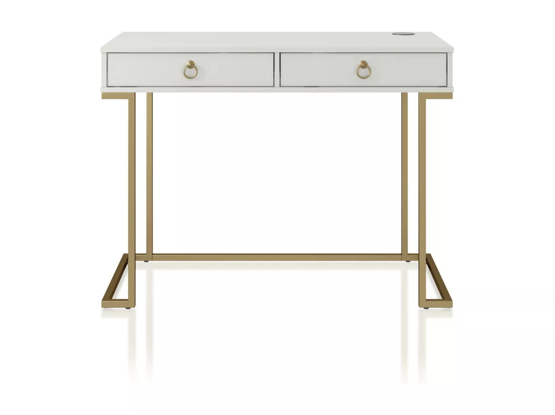 Camila | Bureau avec 2 tiroirs en mélaminé blanc