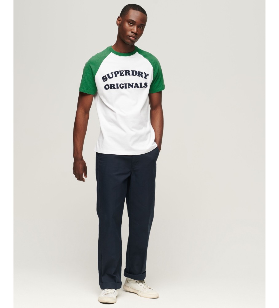 Camiseta Superdry de algodão com mangas raglan, cor Vintage Cooper Class branca.