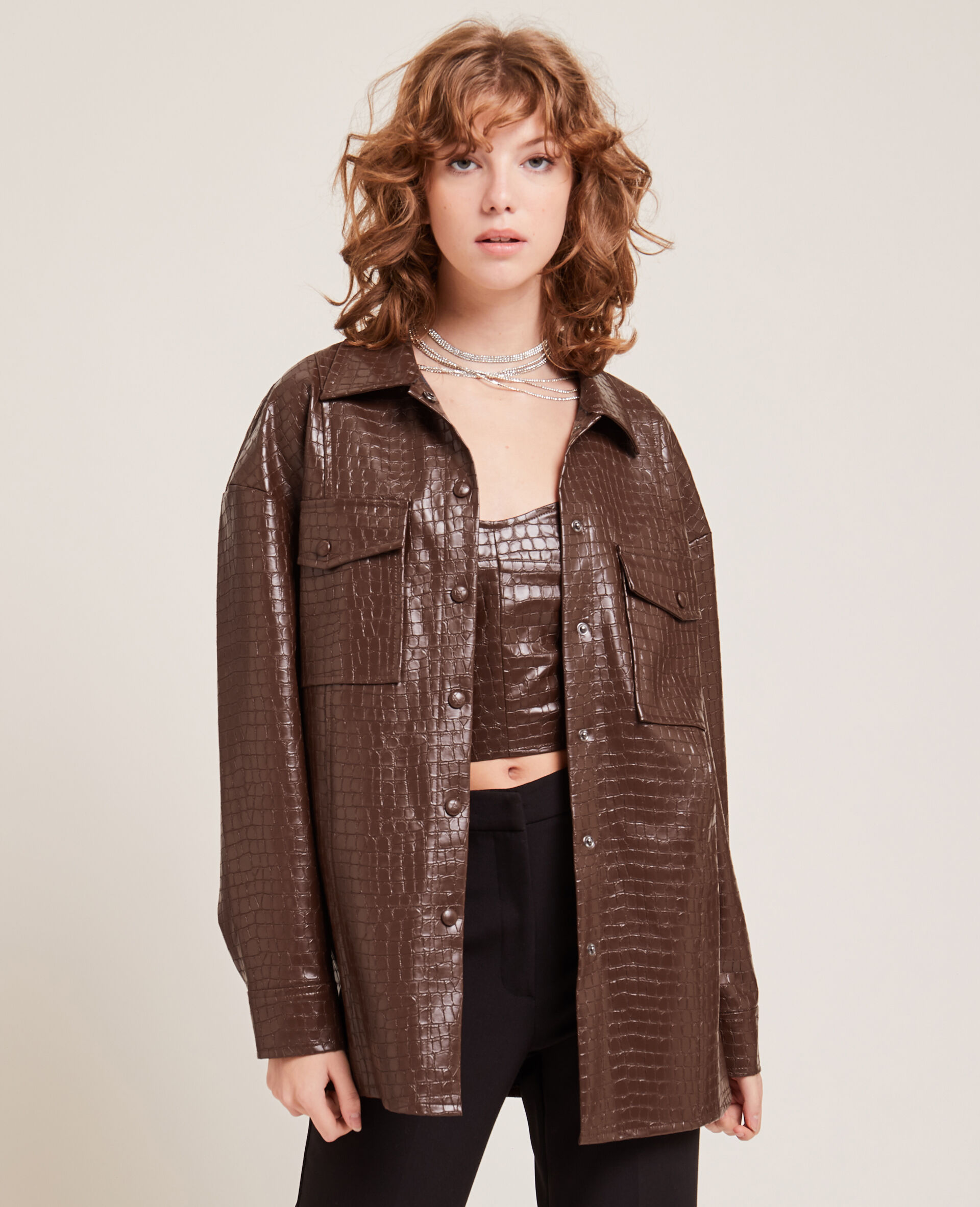 Surchemise effet croco - Marron
