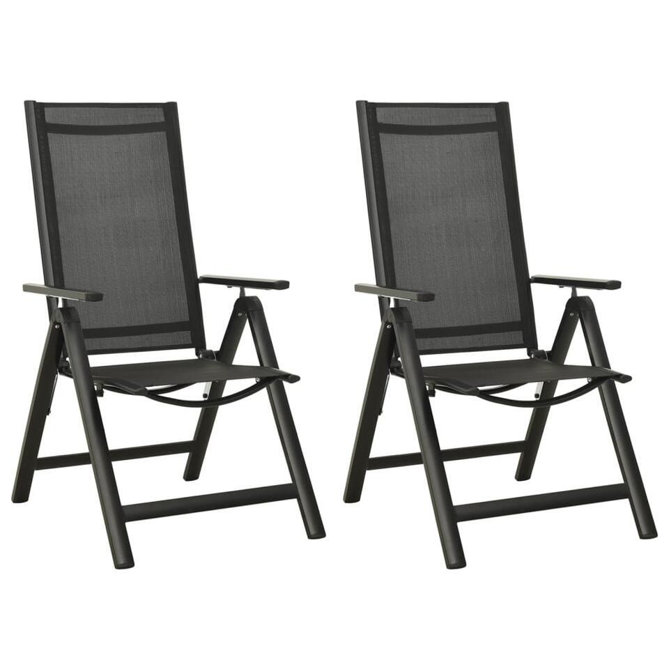 vidaXL - Stapelbare Stoel - Zwart - Aluminium - 2 stuks