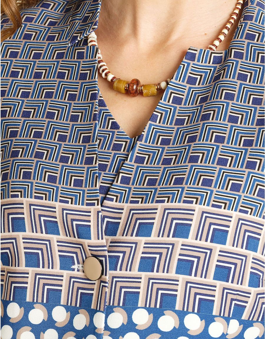 Veste bleue géométrique