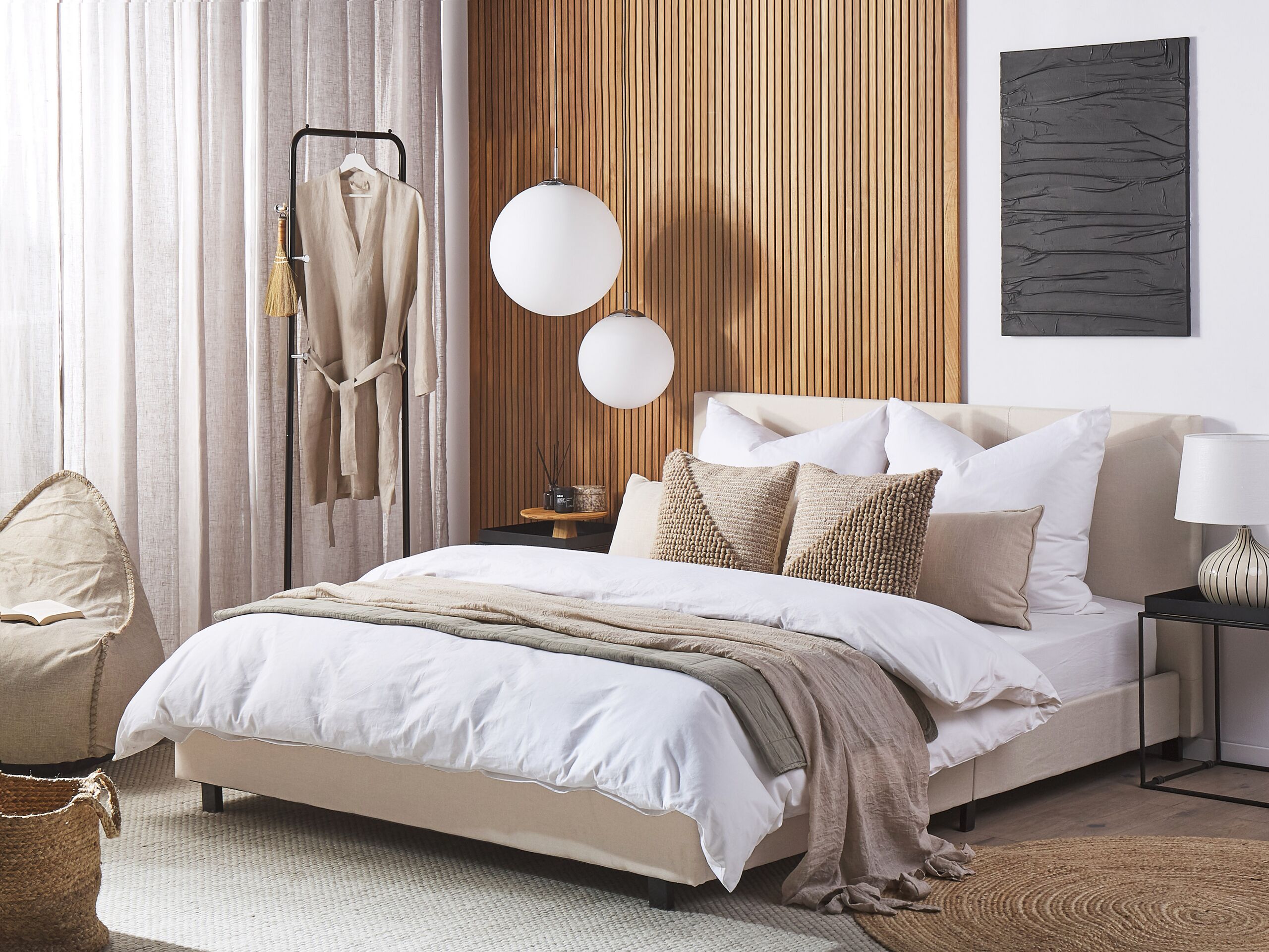 Beliani - ALBI - Tweepersoonsbed - Zwart - 160 x 200 cm - Polyester
