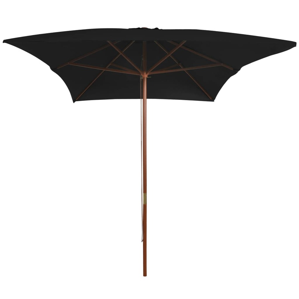 Parasol d'extérieur avec mât 200 x 300 cm bois noir