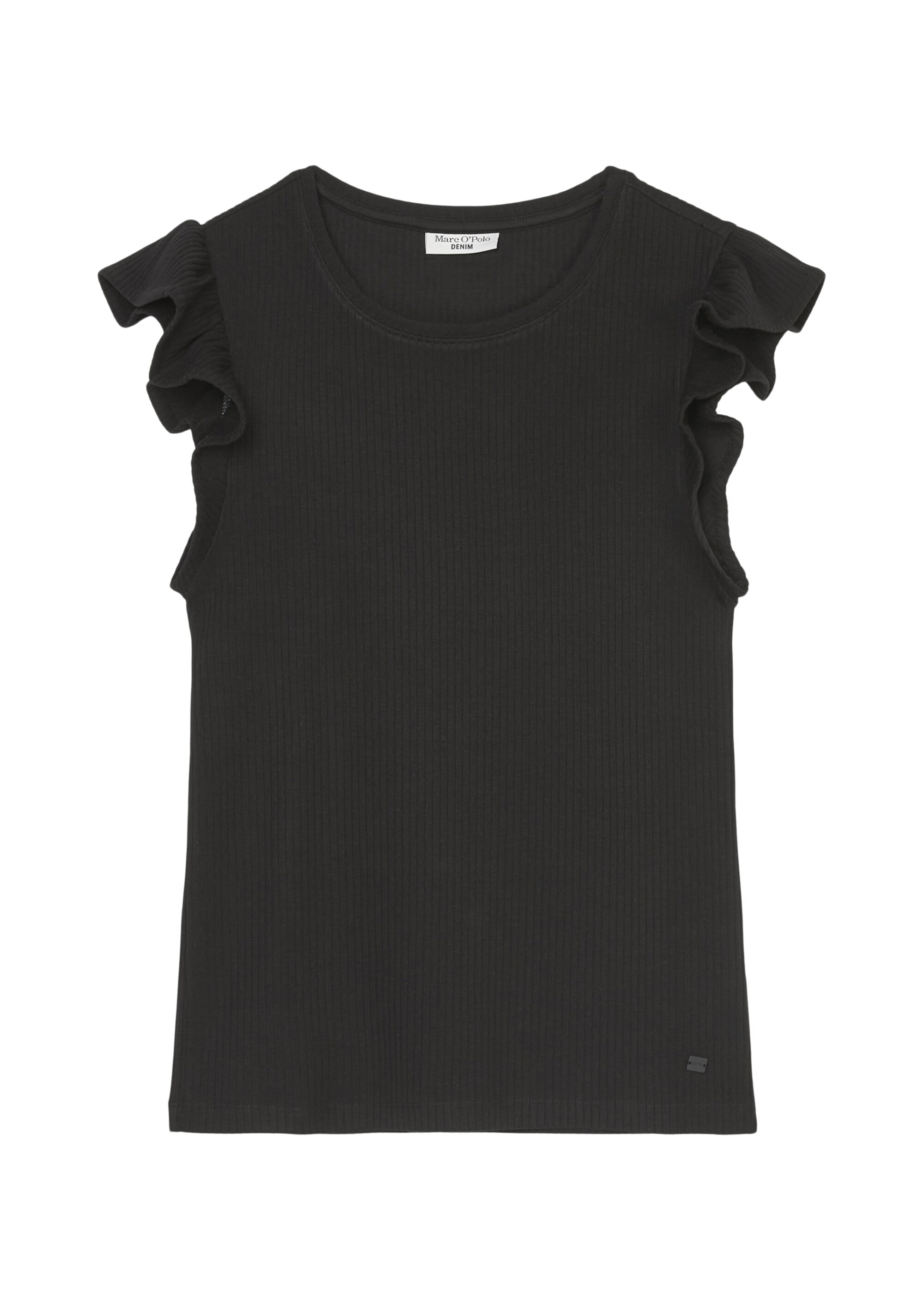 T-Shirt mit Volantärmeln slim aus Ripp-Stretch-Jersey