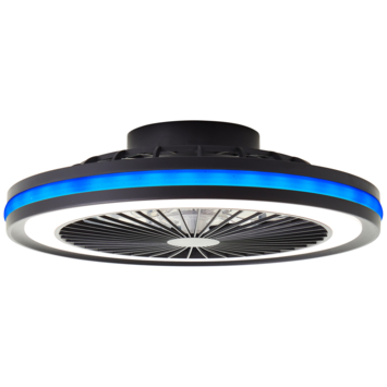 Brilliant plafondventilator Palermo met lamp en RGB functie 40W zwart