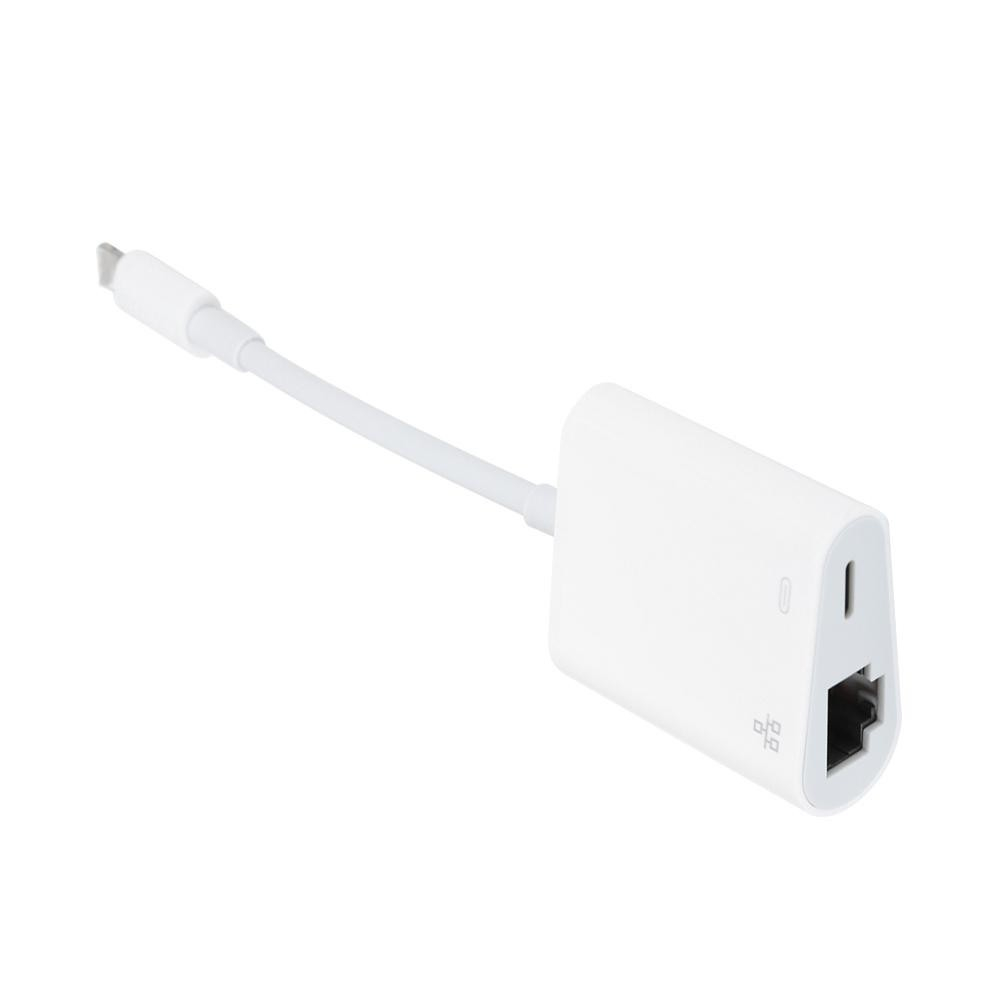 Lightning auf Ethernet LAN RJ45 (10/100/1000 Mbit/s)   Lightning Lade Adapter Splitter - Weiss