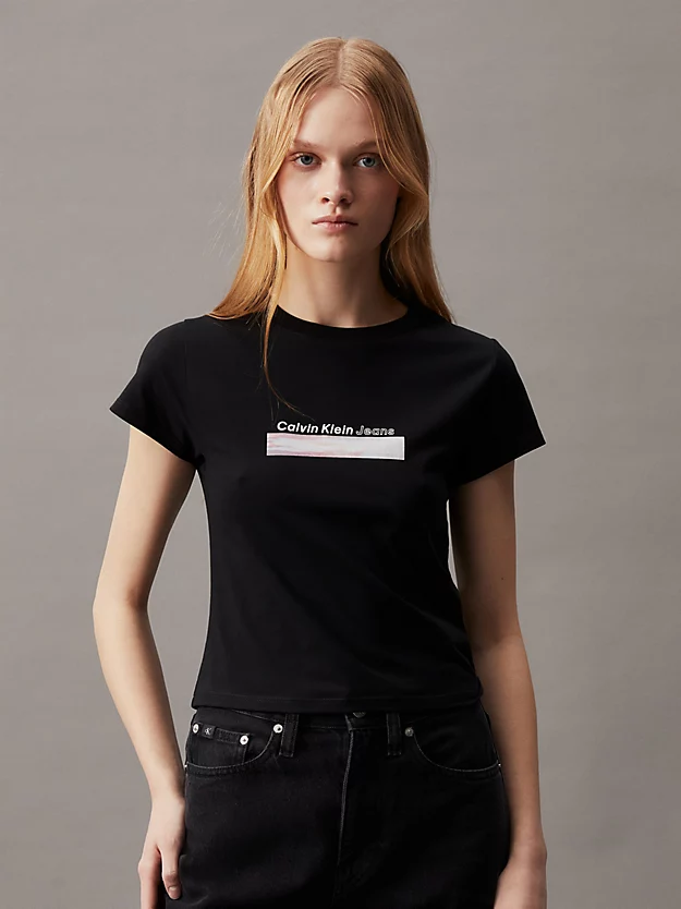 Camiseta de corte justo com logo