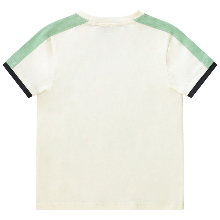 T-shirt manches courtes print en relief basket pour garçon - Ecru