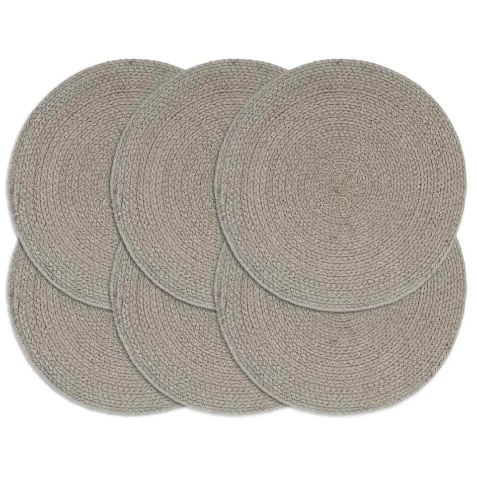 vidaXL - Placemat - Grijs - Katoen - 6 stuks