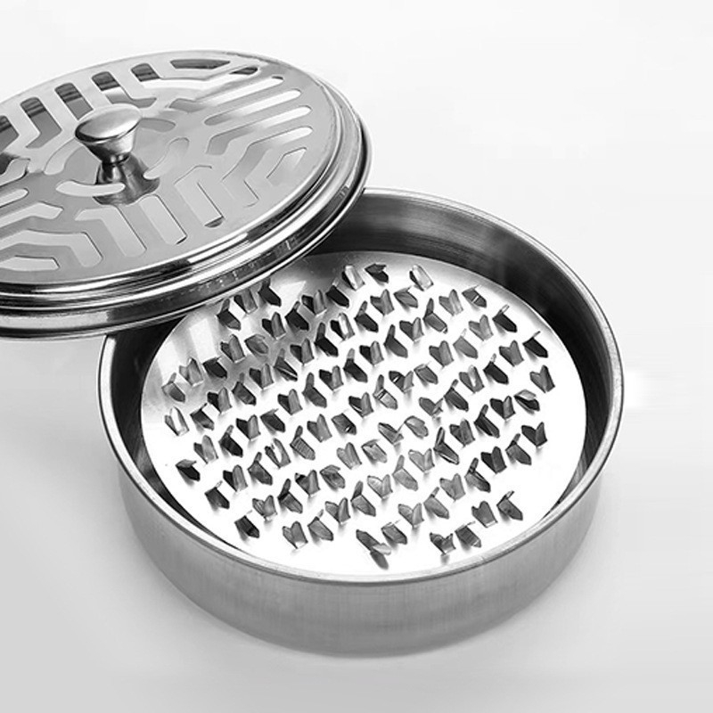 (Ø15cm) Edelstahl Anti-Mücken Spiralen Halter Moskito Räucherstäbchen Insektenschutz Behälter - Silber
