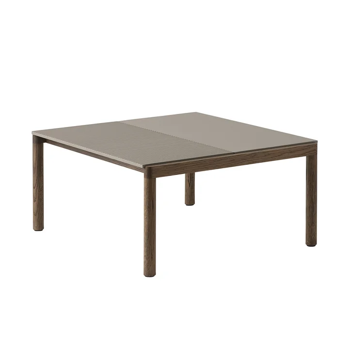 Muuto - Couple Couchtisch, 84 x 80 cm, 1 Plain 1 Wavy, Eiche dunkel geölt / taupe