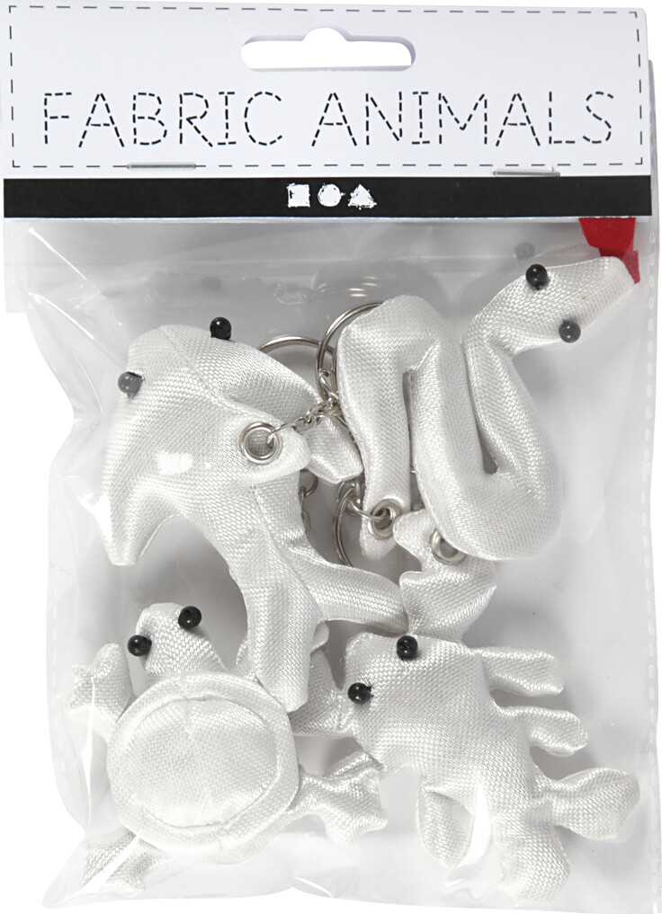 Stoffigurer Med Nøglering - Str. 4-8 CM - Hvid - 4 Stk