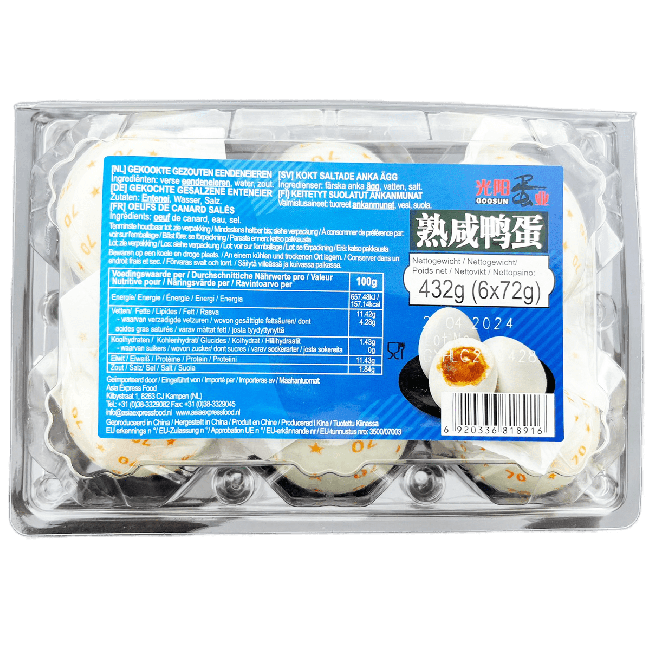 Shen Dan Gekookte Gezouten Eendeneieren 6st 432g