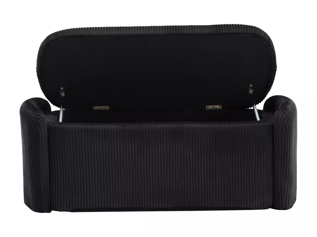 Tabouret de rangement en velours rayé, confortable et polyvalent, idéal pour le salon et la chambre,noir