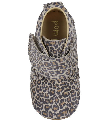 Pom Pom Leder-Krabbelschuhe - Anfänger Klettband Jakobsmuscheln