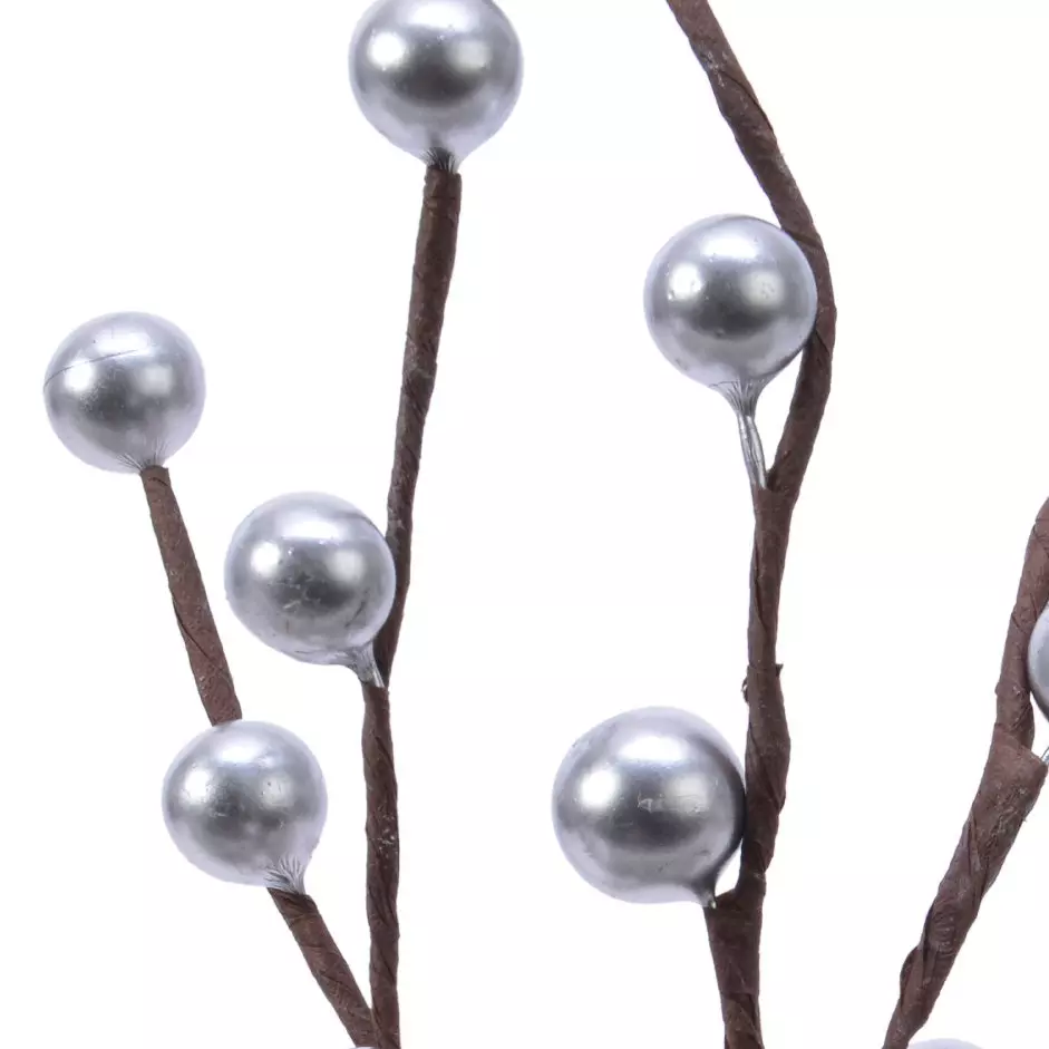 Branche de baies laquées (26 cm) Glace d'argent
