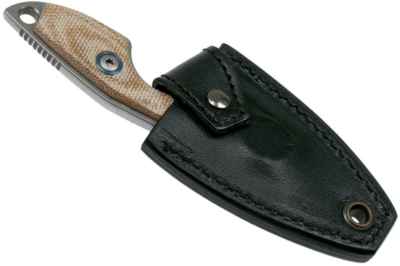 MKM Mikro 1 Drop, Stonewashed Natural Canvas Micarta nekmes, Jesper Voxnaes design