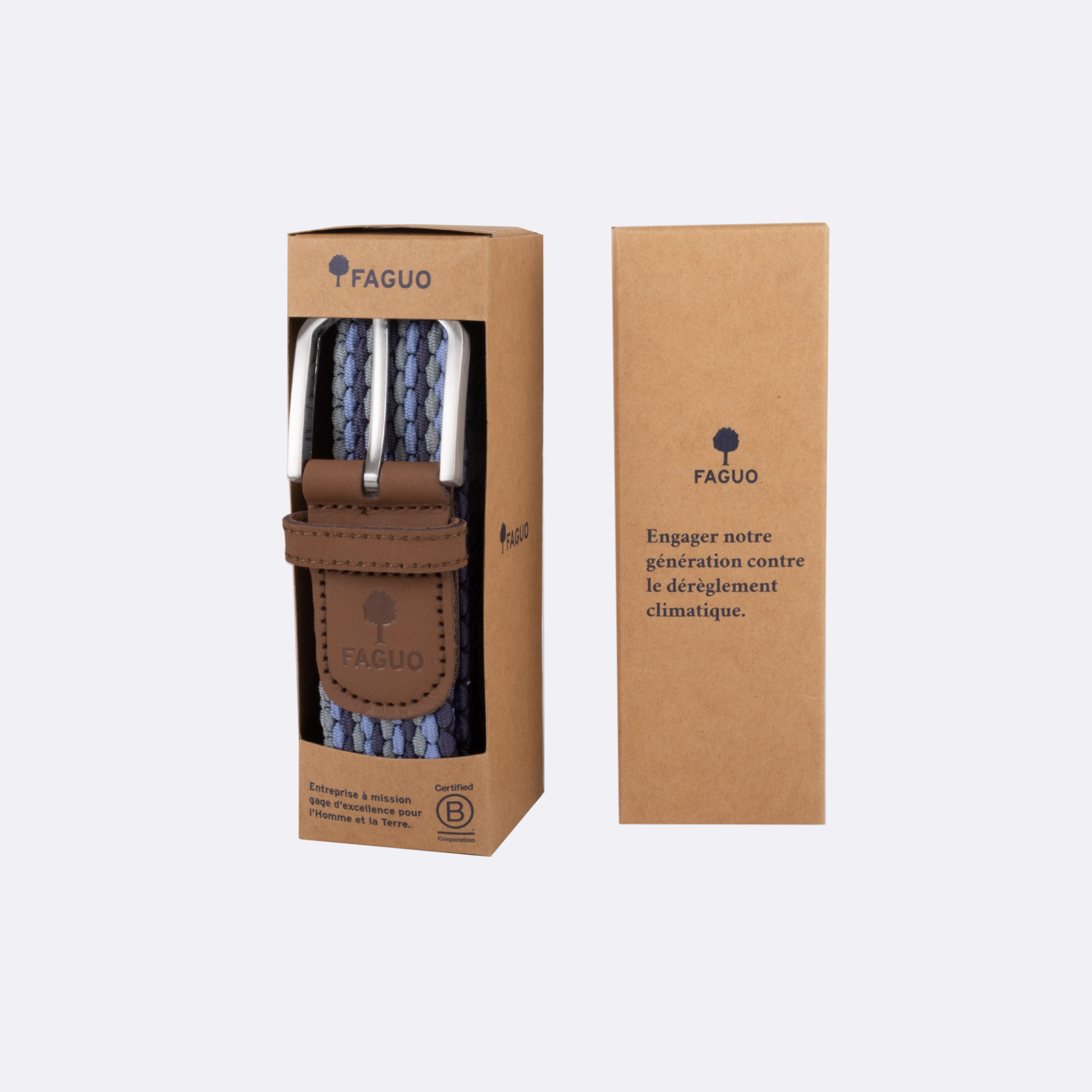 Ceinture bleu clair polyester recyclé et élasthanne - modèle belt