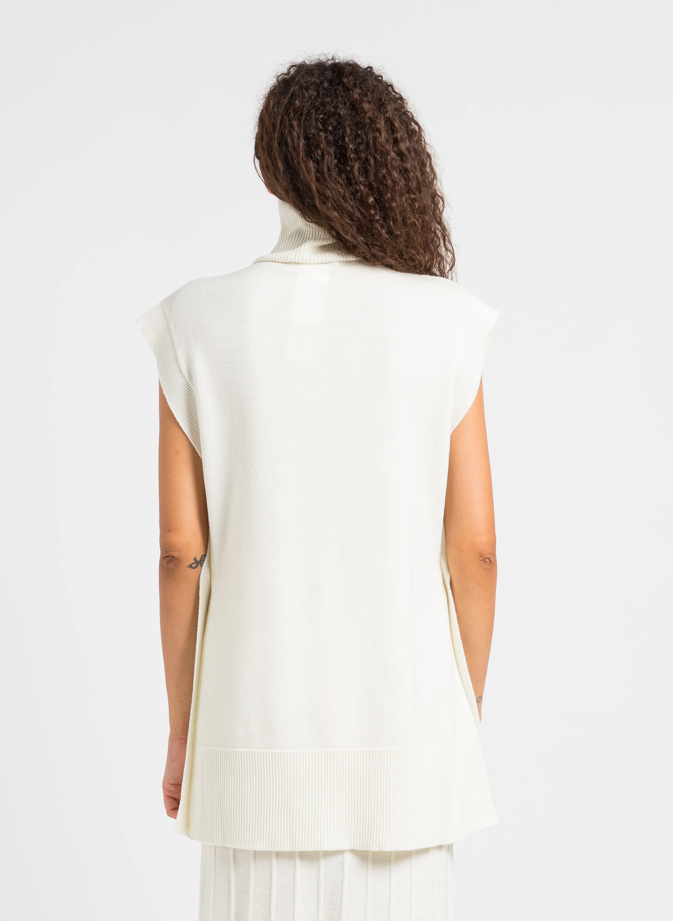 ESOTICO - Gilet col roulé en laine| Blanc