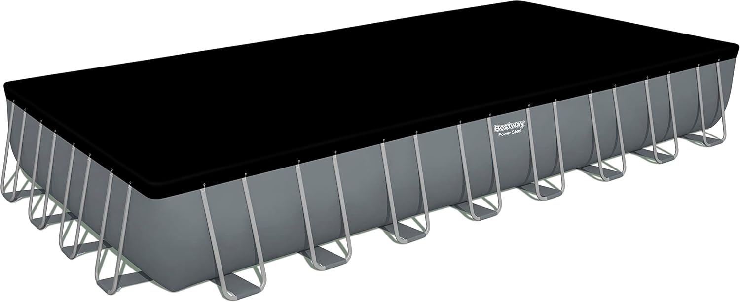 Bestway® Power Steel™ Frame Pool Komplett-Set mit Sandfilteranlage 956 x 488 x 132 cm, grau, eckig