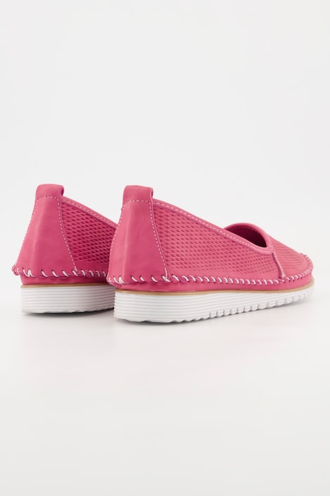 Leder-Slip-Ons, 3D-Prägung, Steppnähte