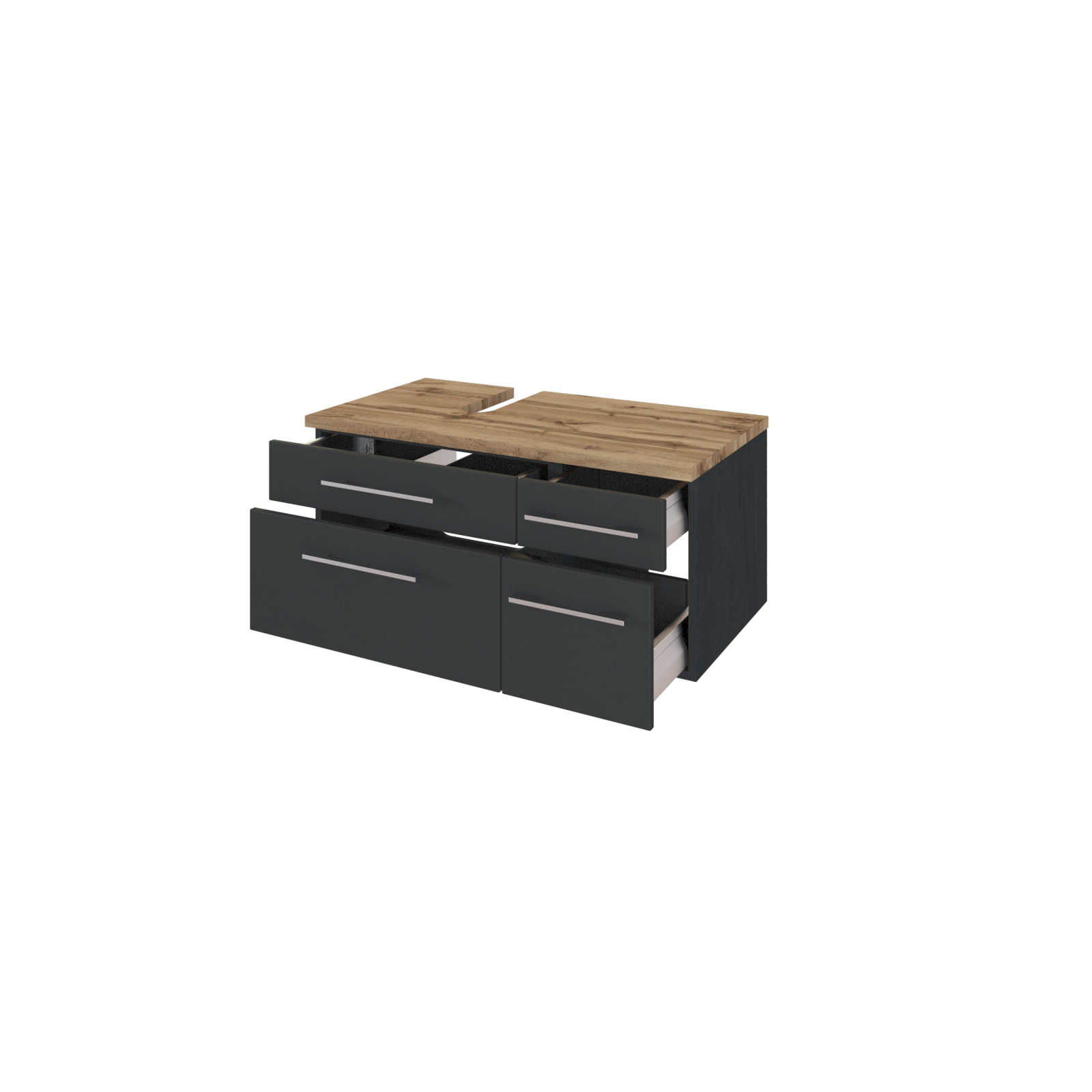 Unterbeckenschrank DAVOS - grafitgrau - Wotaneiche - 90 cm breit - links