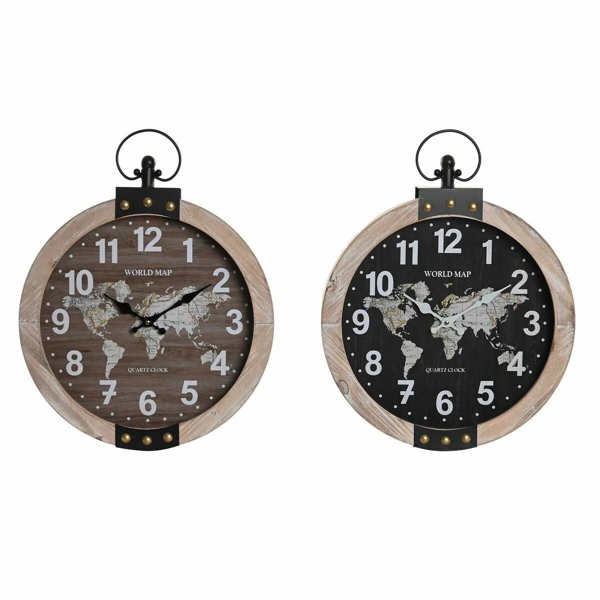 DKD Home Decor Horloge Murale Mappemonde