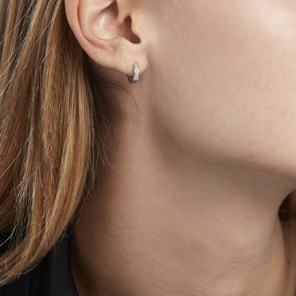 Créoles Alexa Argent Blanc Oxyde De Zirconium