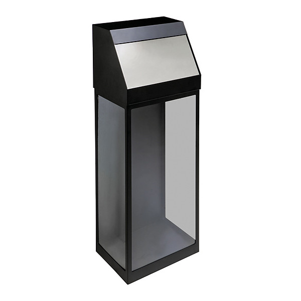 Poubelle à trappe push inox 50 Litres noire transparente