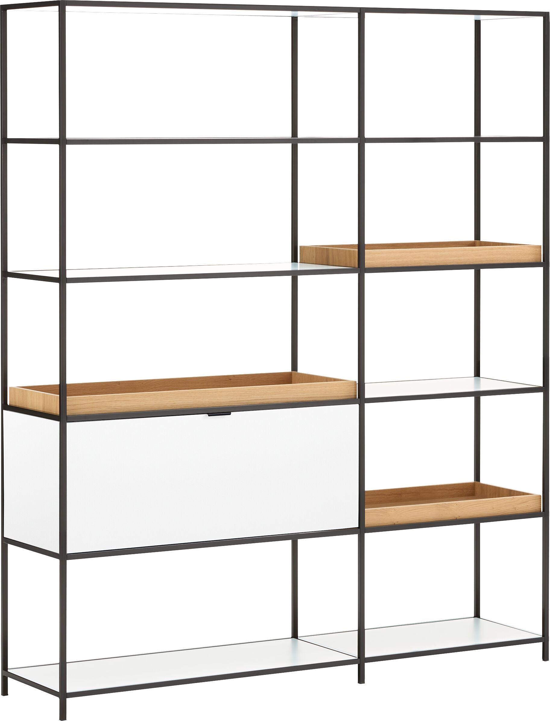 SEVEN Regal - Weiss / Eiche / B: 154.8 cm x T: 39.0 cm x H: 189.0 cm