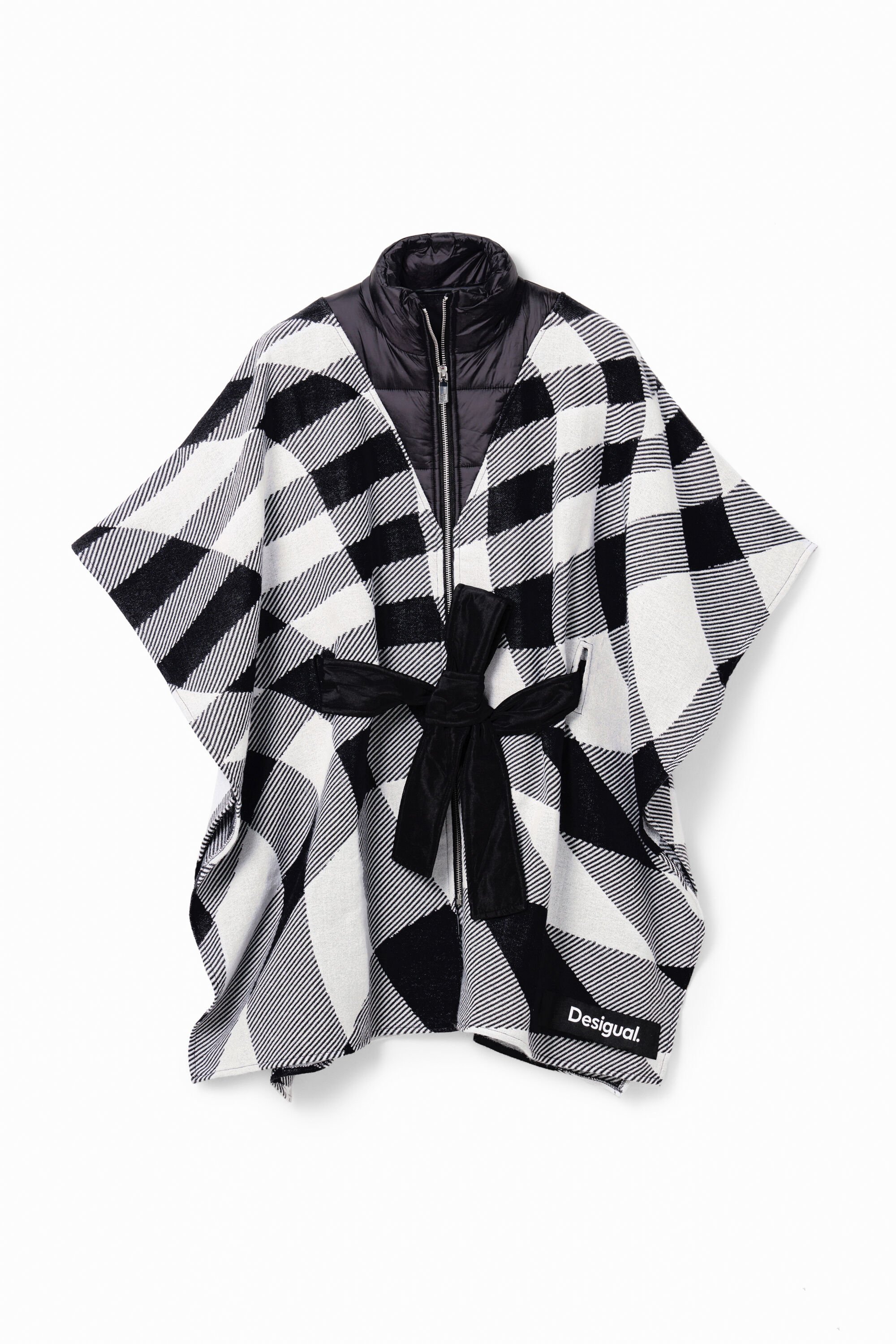 Poncho carreaux ceinture