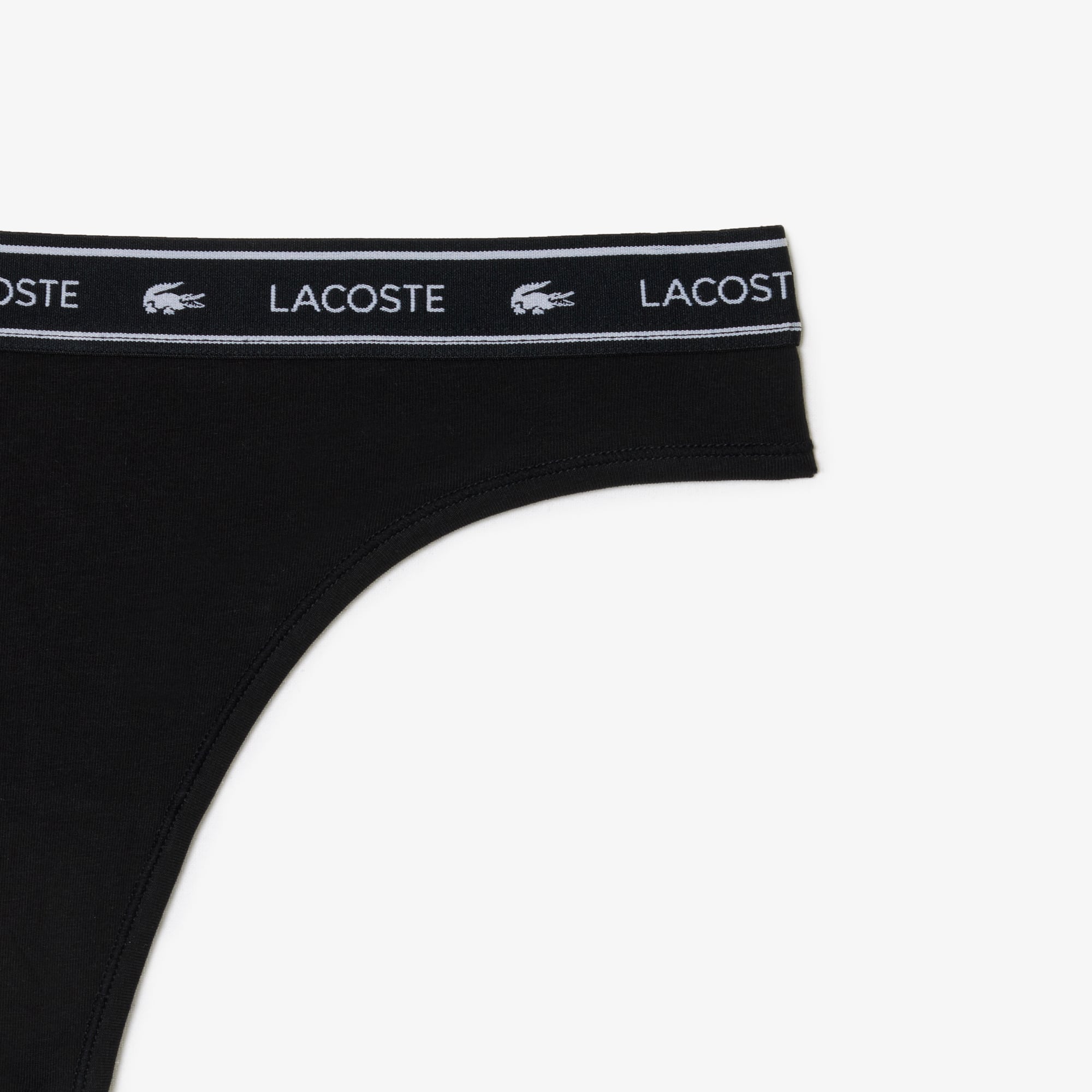 String avec ceinture siglée en coton stretch Culottes & bas - Noir - Lacoste - Femme