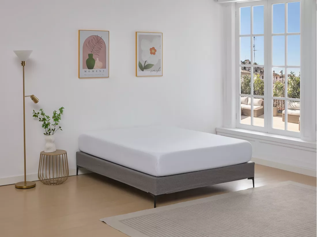 Sommier déco tapissier 180 x 200 cm déhoussable - Gris - ISANI de YSMÉE