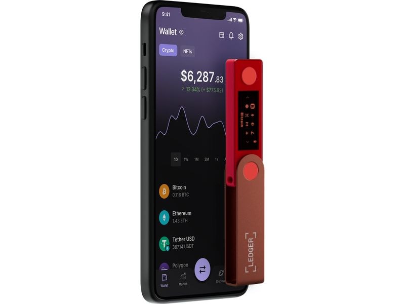 Ledger Nano X Ruby Red Crypto-Hardware-Wallet mit Bluetooth zum Kaufen, Verwalten und Vermehren digitaler Vermögenswerte