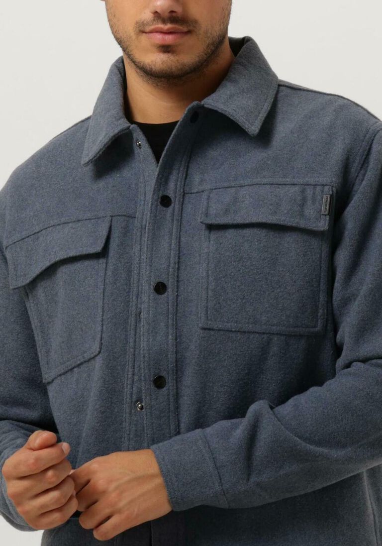 PUREWHITE blauwe purewhite overshirt wool look overshirt with pocket at front