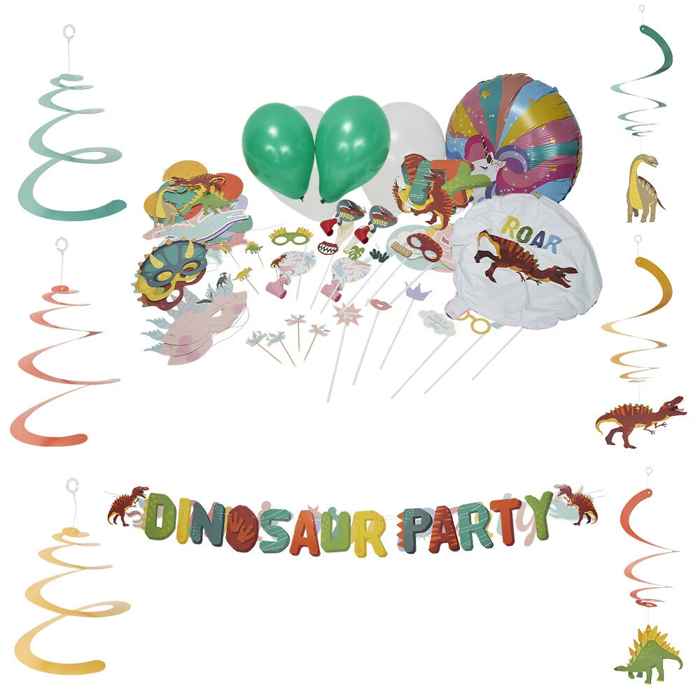 Kit décoration de fête Dinosaure 6 personnes