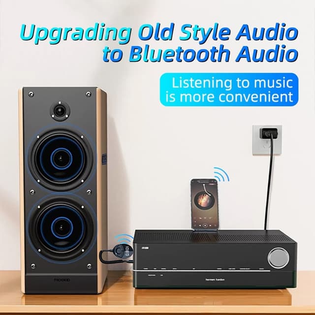 W8 Bilens Audio Adapter Bluetooth-modtager FM-transmitter med teleskopisk kabel