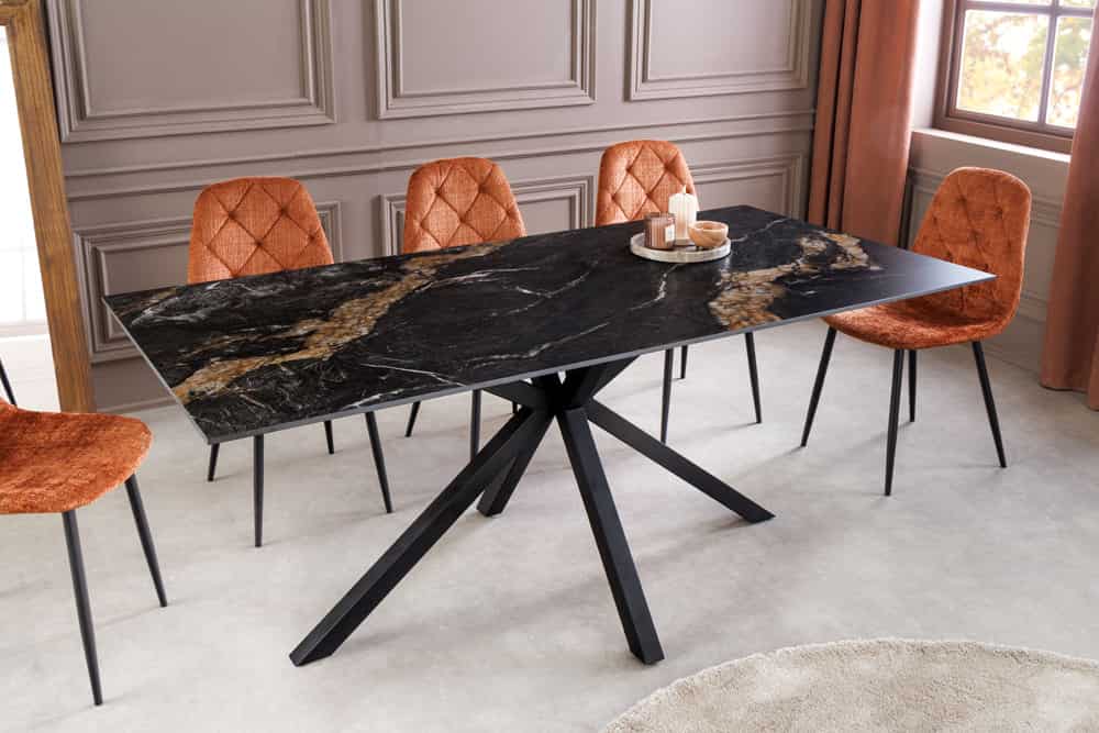 Moderner Esstisch GALAXIE 180cm Aurora Oro schwarz gold sand Keramik